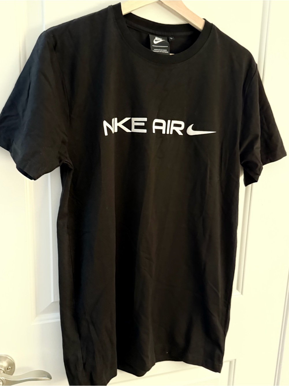 Nike Air Men's L Crew Neck Short Sleeve T-Shirt Black Cotton Logo Graphic Sporty